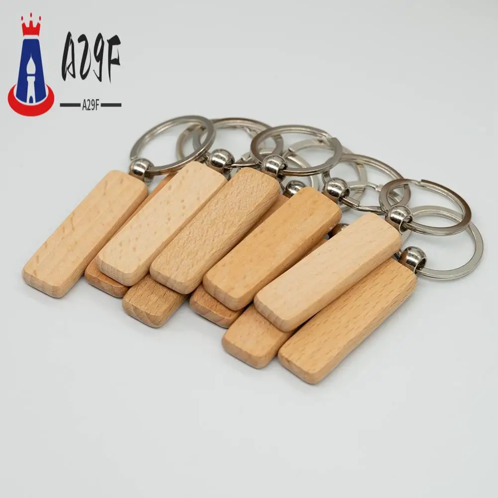 

A29F-Wood Engraving Blanks Rectangle Blank Wooden Key Chain Wood Blanks For Keychains 20 Pack