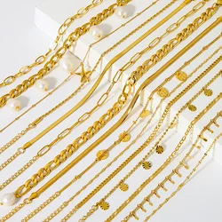 2024 Summer New Gold Color Anklets For Women Stainless Steel Firga Chain Feet Jewelry Layered Link Chain Accessory