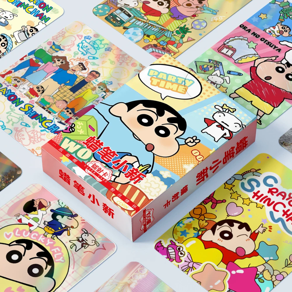 55 Stück Anime Crayon Shin-Chan Lemo-Karten Cartoon Laser-Sammelkarten Mädchen Geburtstagsgeschenke Spielzeug