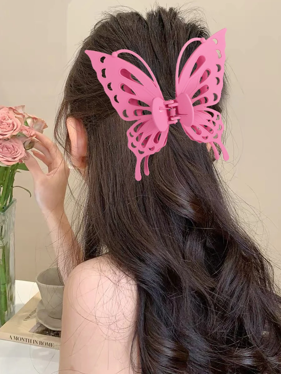 AWAYTR Double-layer Hollow Butterfly Hairpin Fashion Hair Claw Big Hairpin Crab Headband Clips Ornament Hair Accessories