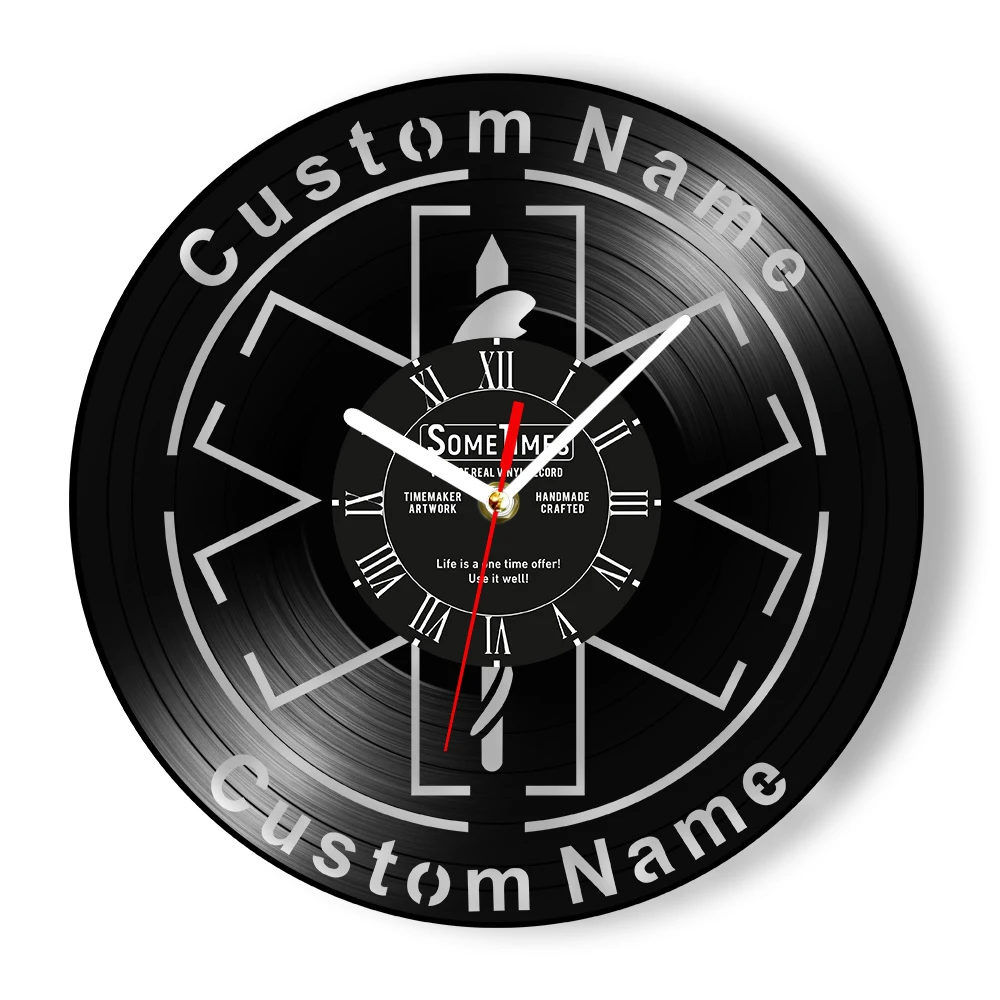 Personalized Emergency Paramedic Vinyl Record Wall Clock Medical Professional Home Decor Retro Music Album Custom Clock EMT Gift