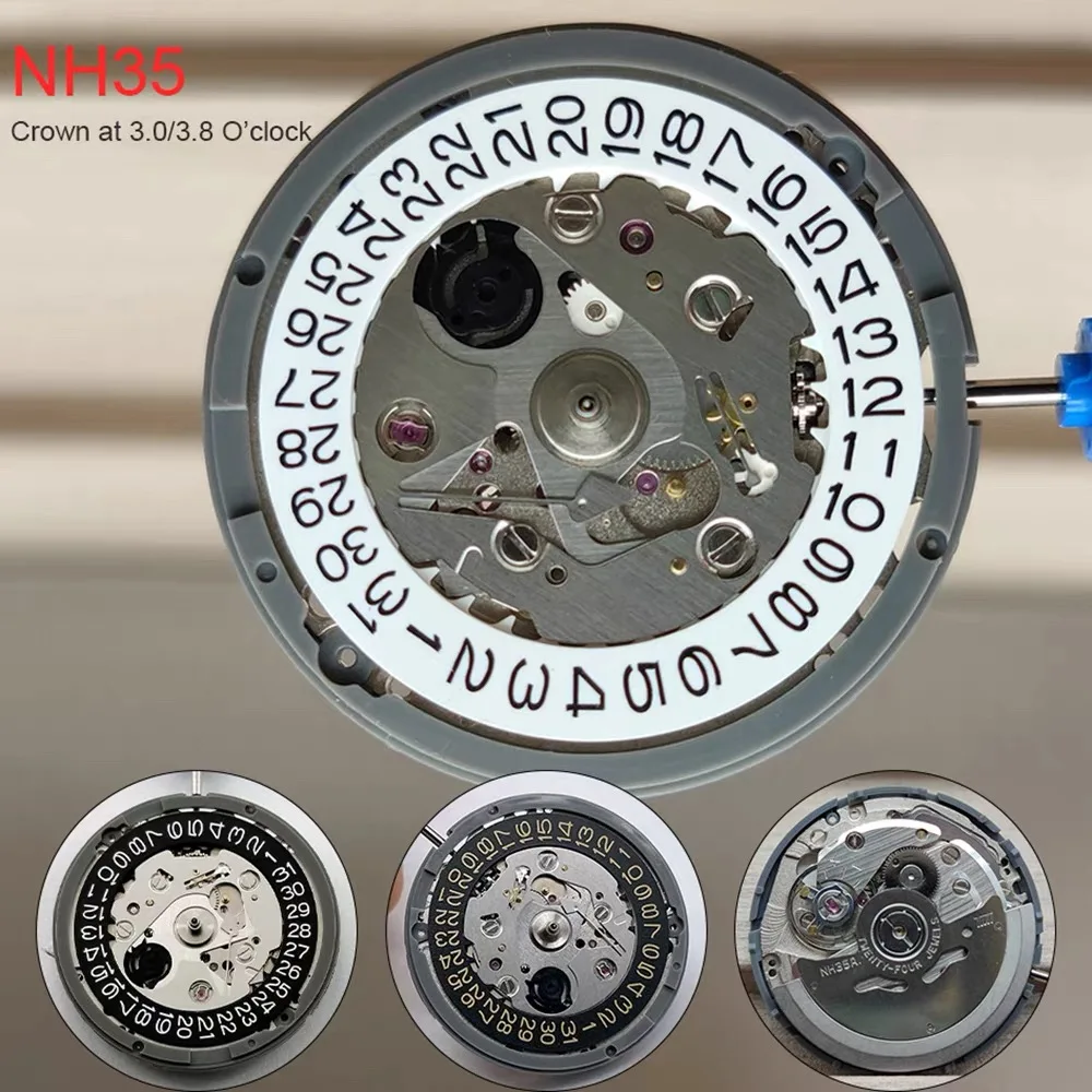 

Оригинальный японский автоматический механический механизм NH35 с высокой точностью, 24 камня, для модификации часов, замена NH35A, дата на 3 часах.