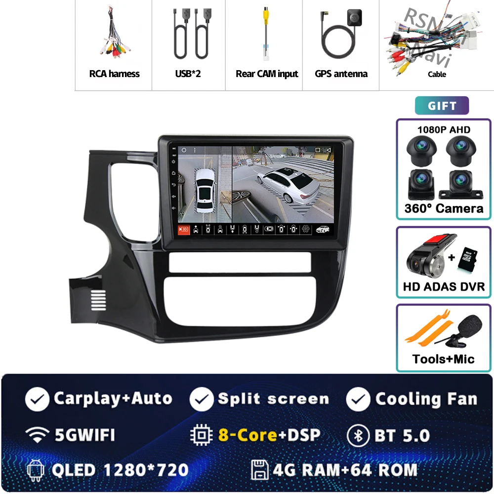 Android 15 Voor Mitsubishi Outlander 3 GF0W GG0W 2012-2018 Stereo Autoradio Multimedia Video Player GPS AI Voice CarPlay