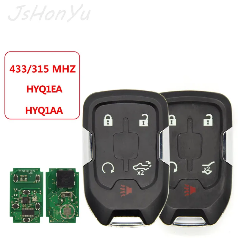 JsHonYu HYQ1AA 315/433MHz ID46 Smart Remote Key for Chevrolet Silverado Tahoe GMC Sierra Yukon Acadia Terrain Keyless Entry Fob