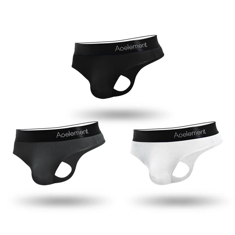 5 قطعة سراويل T للرجال منخفضة الارتفاع بلون سادة على شكل حرف U محدبة مرنة ضيقة من الحرير الجليدي ، سراويل على شكل حرف T ناعمة وكاشفة للأرداف قابلة للتنفس