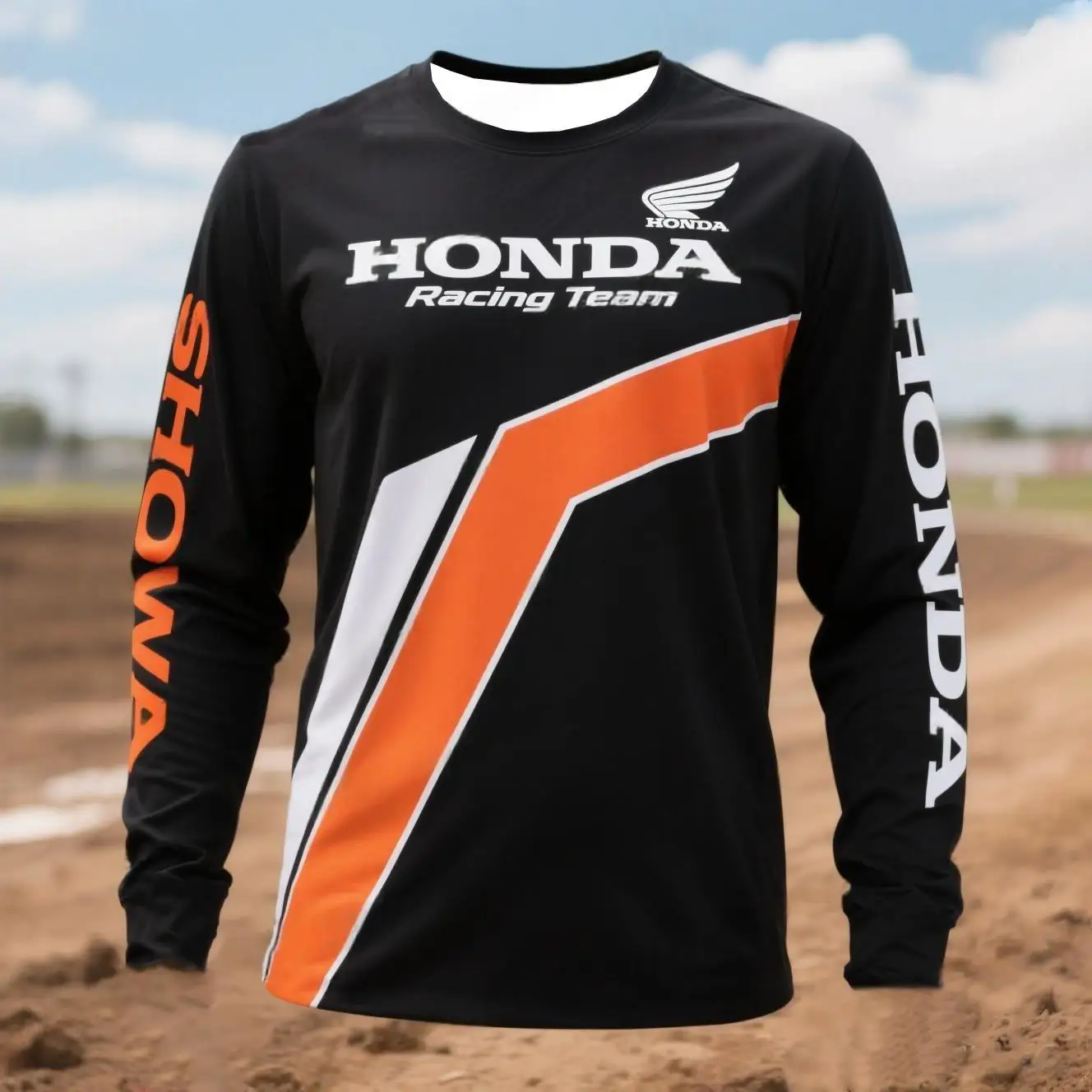 

New Off-Road Motorcycle Riding T-Shirt Fast Drying Breathable Long Sleeved Honda Riding T-shirt Tops for Men and Women