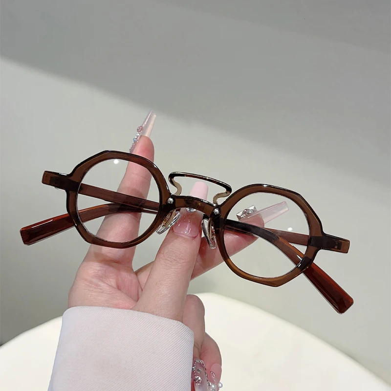 KAMMPT Vintage Round Glasses Men Fashion Punk Blue Light Blocking Optical Frames Women 2025 New Trendy Brand Design Eyeglasses