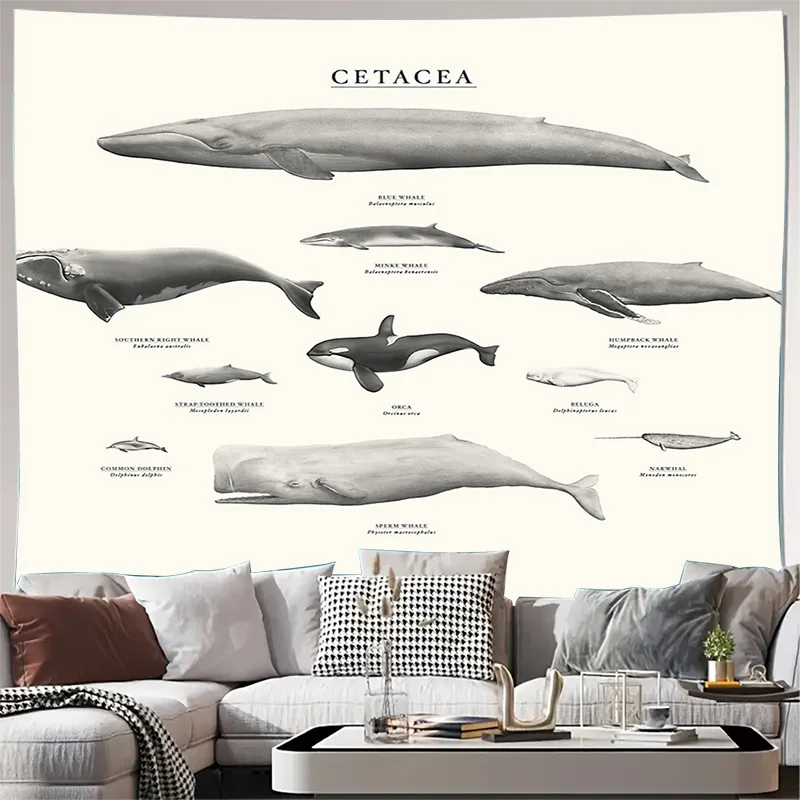 

Гобелен с океанским китом, морская жизнь, настенный подвесной декор, морской декор для спальни, пляжная тема, домашний декор, художественное настенное искусство