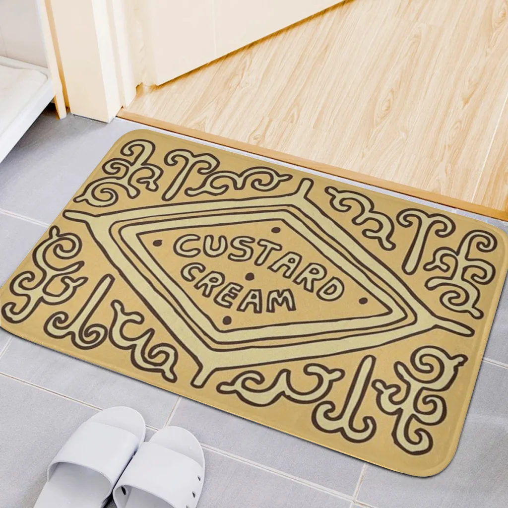 

Custard Cream British Biscuit Large Room Rugs Carpet Flannel Home Decorations