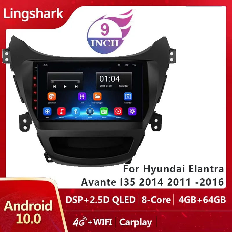 

4G 2 Din Android 10 Auto Car Radiofor Hyundai Elantra Avante I35 2014 2011 -2016 Multimedia Stereo GPS Carplay Tesla Style