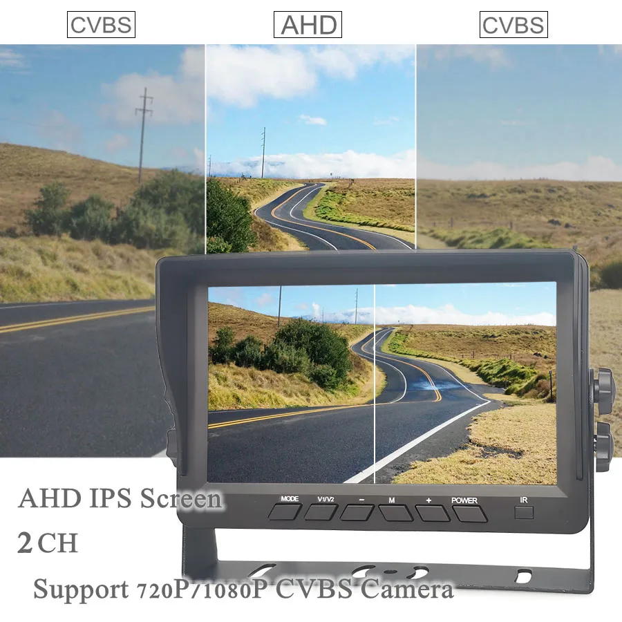 DIYSECUR 7 polegadas AHD IPS 2CH Visão Traseira Monitor de Carro Suporte 720P 1080P AHD CVBS Câmera Gravação de Vídeo Diaplay 2 Câmeras Imagem