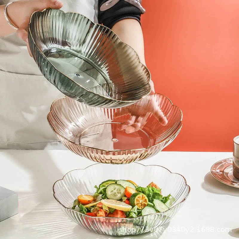 WORTHBUY Multifunctional Fruit Plate With Drainable Base, Clear Plastic Bowl For Kitchen Party Snack Tray