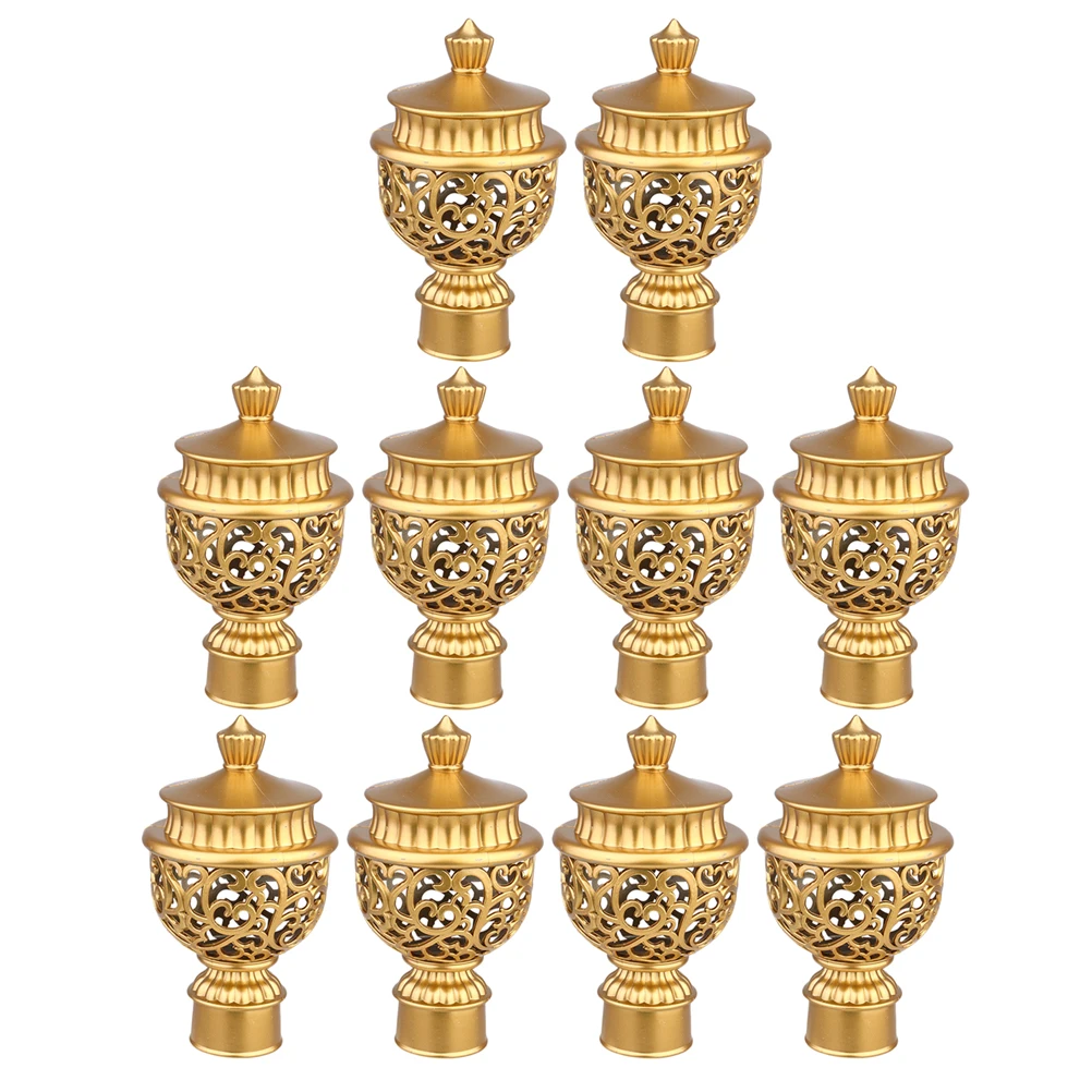 

10 Pcs European Curtain Rod Accessories Decorative Pole Tips Decorate Cap End Plastic