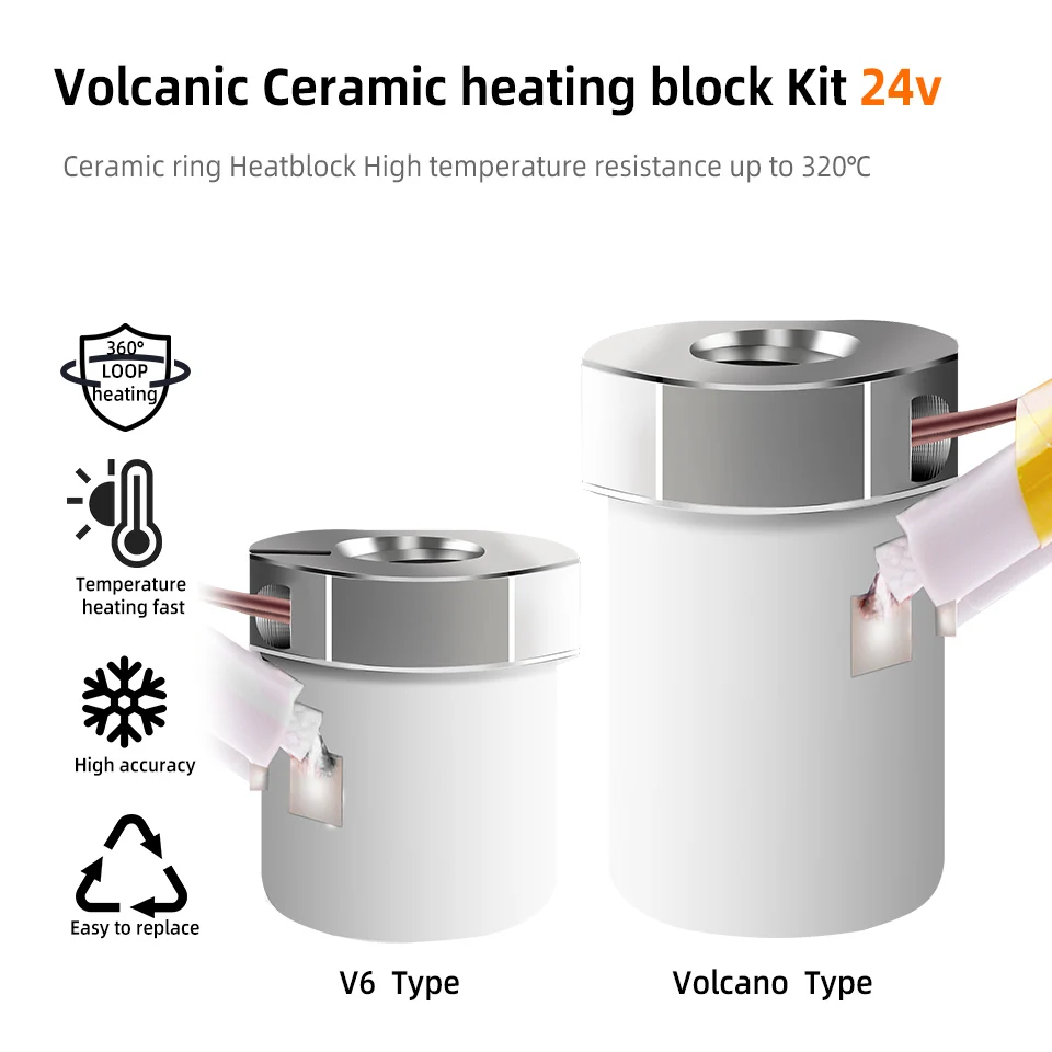 Update Hot End Kit  Ceramic Heating Core Hotend Bimetal heatbreak Hardened Steel Nozzle Compatible With Vo-ron 3D Printer series