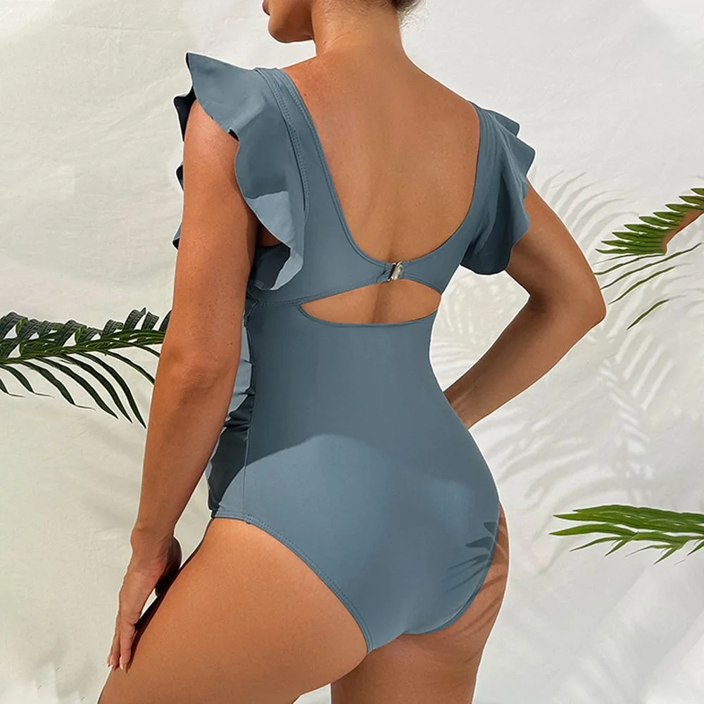 Women's Maternity Swimwear Solid Color Loose Short Sleeve Modest One Piece Bathing Suit, Stylish Concealing Tummy Brazilian 2 Pi