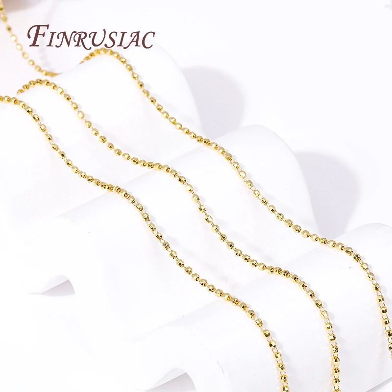 18K Gold Plated Brass 2MM Ball Chains Beads Chains Necklace Chains DIY Jewelry Making Supplies Findings Accessories Wholesale