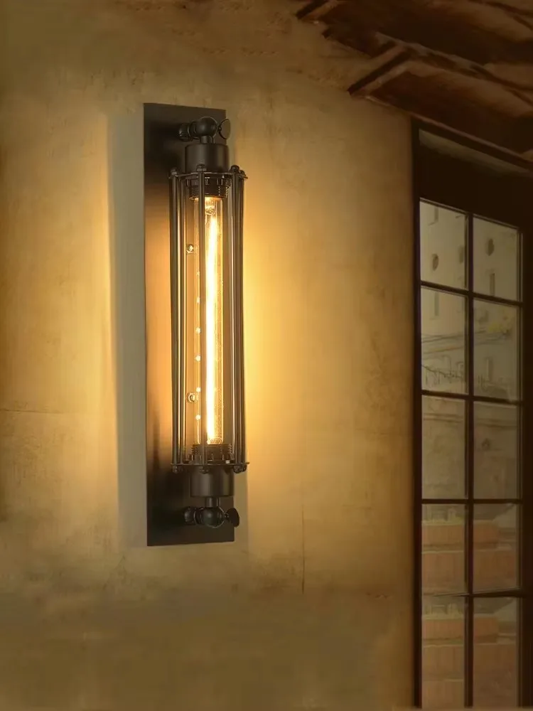 Industrial Wall Sconce Vintage Long Tube LED Wall Lamp 8W AC85-265V Retro Wall Light Fixture for Bedroom Hallway Staircase ﻿