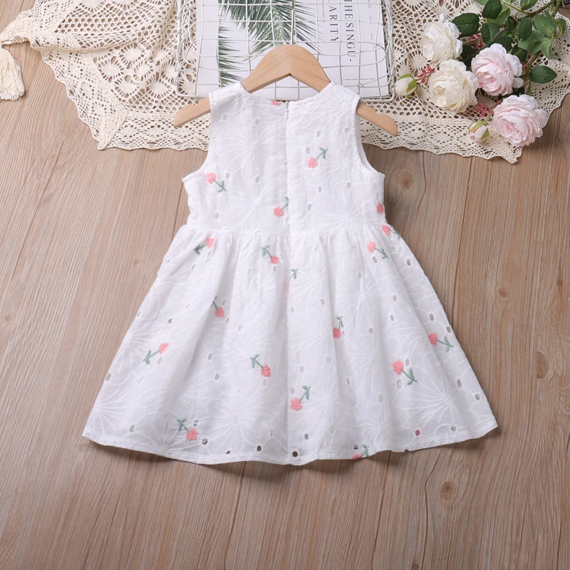 New Summer Clothing For Girls White Dress Embroidered Sun Dress Kid Clothes Girl Children Dress