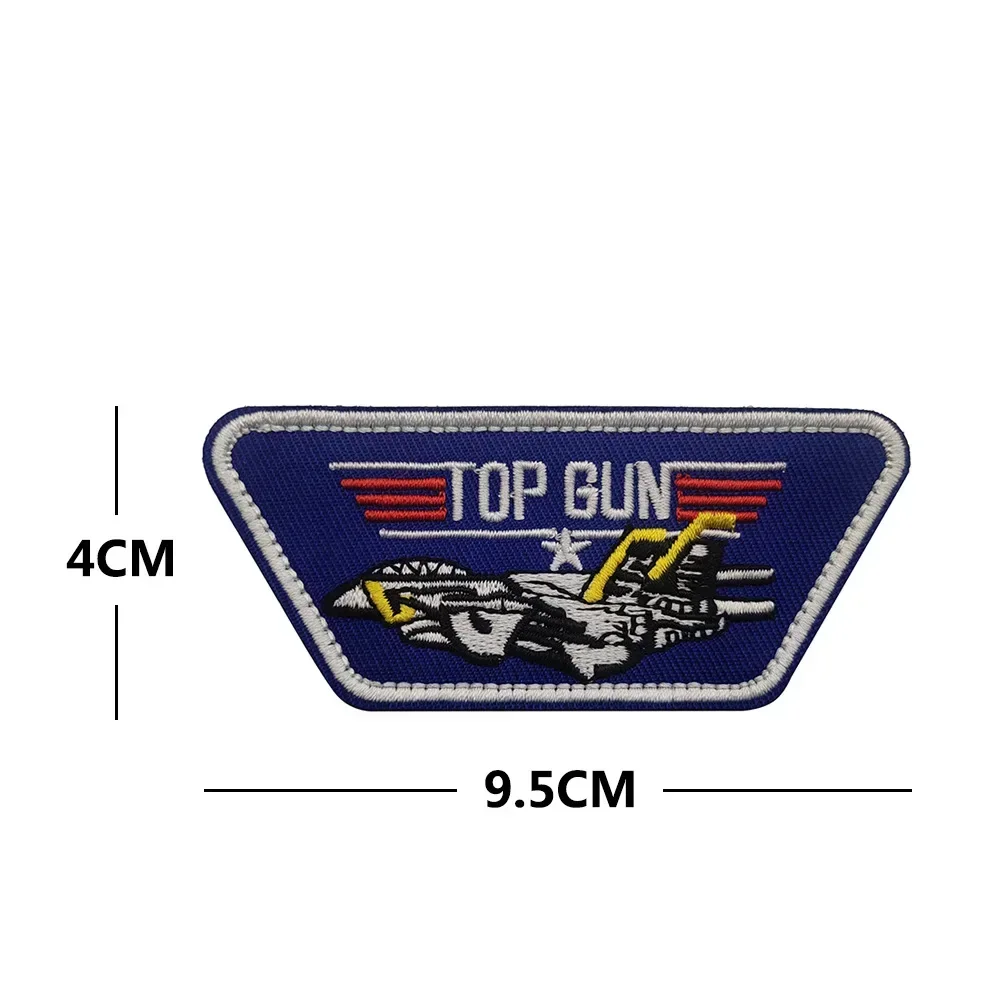 TOP GUN Aircraft Embroidery Patches Hook&Loop Outdoor Equipment Tactical Emblem Patch Morale Badge for Clothes Backpack Applique