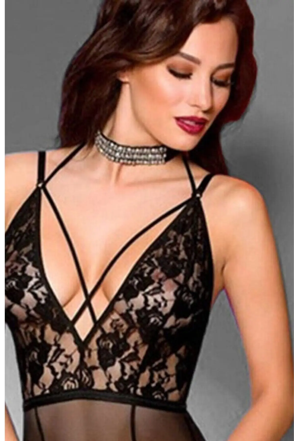 Conjunto de liga de fantasía negra para mujer, ropa erótica sexy, camisón de alta calidad, Liga de encaje negro