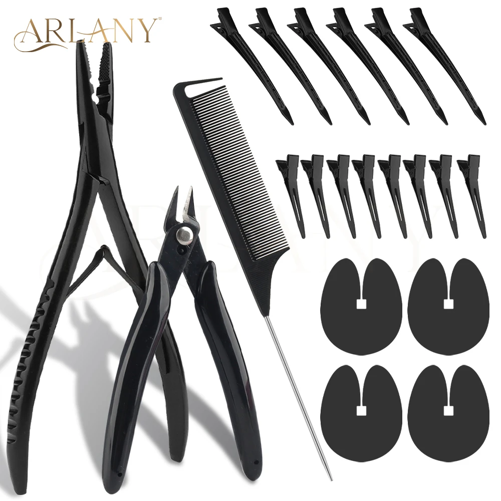 

Набор инструментов ARLANY для кератинового наращивания волос: щипцы для кератиновых кончиков, 4 акриловых термозащитных экрана, инструмент для разрушения кератиновых связей для C/U/I-кончиков