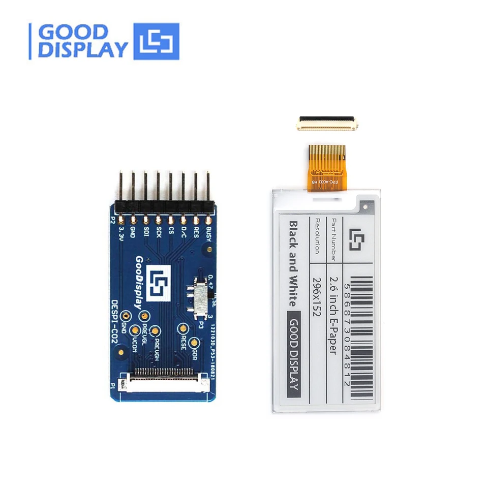 EPPEページ 2.66 Inch E Ink Paper E-Paper HAT, GDEY0266T90 with adapter board