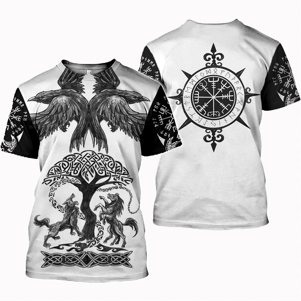 Nordic Monster Wolf Dragon Eagle Element Pattern T-shirt Cyfrowy nadruk 3D T-shirt Street Wear s-5Xl Nowy popularny neutralny prezent