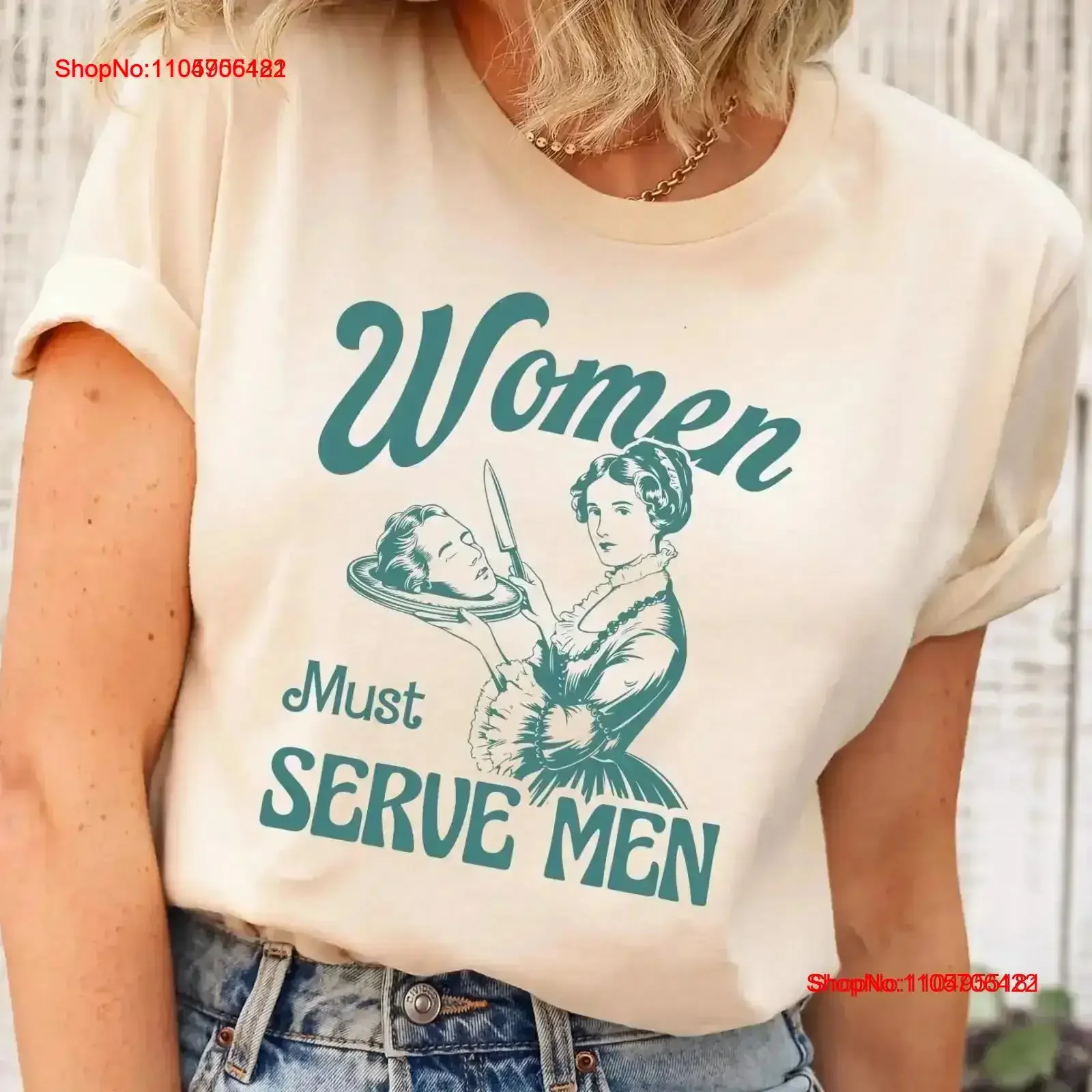 Camiseta divertida Y2k para mujer con estampado de 'Women Must Serve Men', ropa para chicas, estilo 'Smashing Patriarchy Unhinged Feminist', sudadera vintage lavada informal