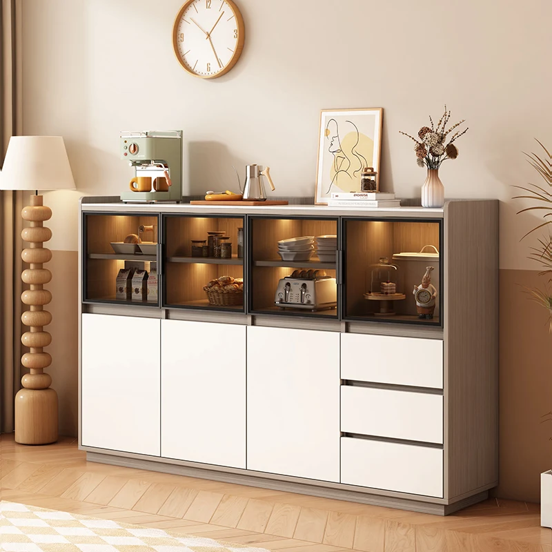 

Solid wood dining side cabinet integrated against the wall living room tea modern room wine storage locker sideboard