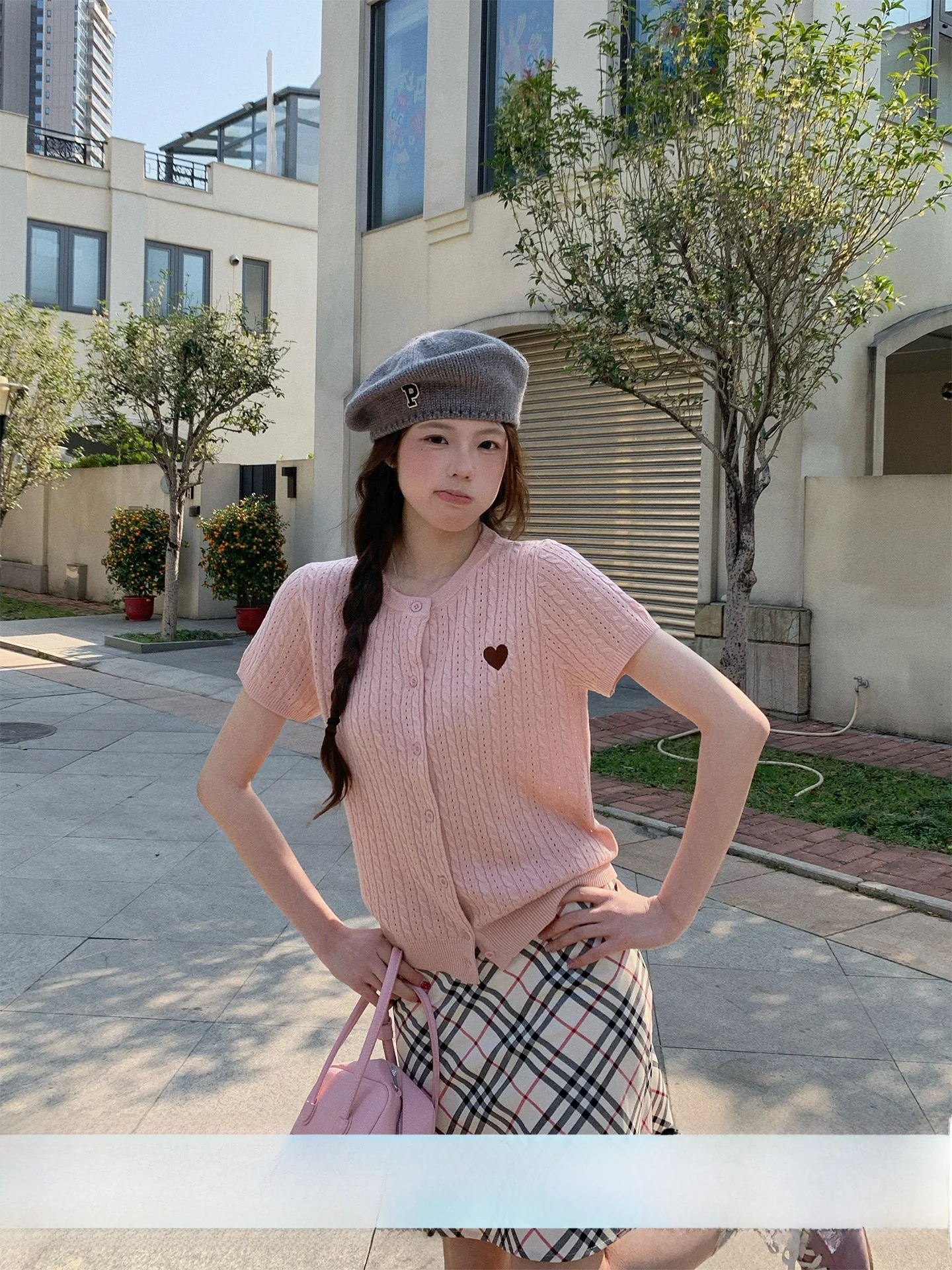 

Su San San Knitted Short Sleeve Women's Outerwear Summer Cardigan Early Spring Gentle Style Top Soft Korean Fit Polyester Blend