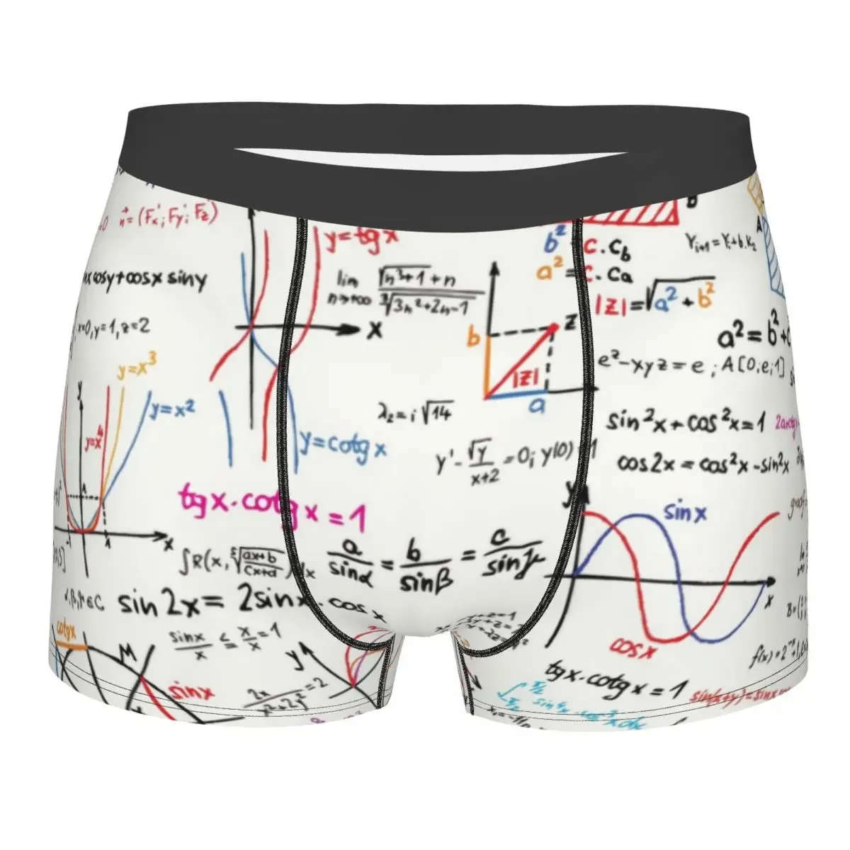 Male Fashion Mathematics Formulas Math Numbers Underwear Geek Science Puzzle Boxer Briefs Breathable Shorts Panties Underpants