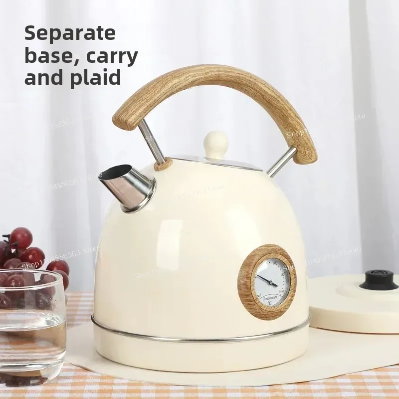 乳白色のレトロ国内火傷防止電気ケトル 304 ステンレス鋼自動電源オフ大容量ケトル 220V 1500 ワット