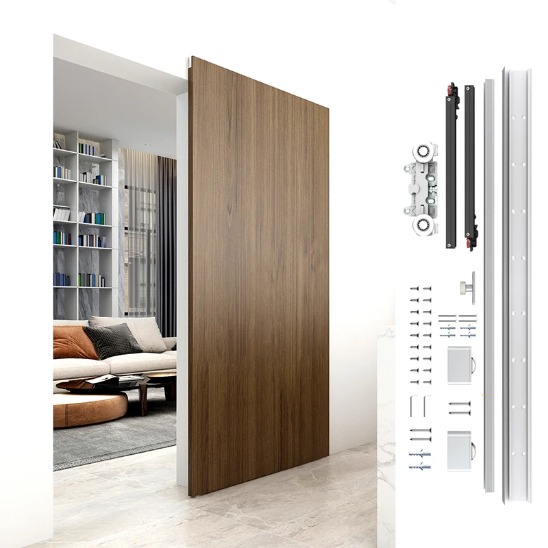 

Скрытая фурнитура для раздвижных дверей сарая с механизмом мягкого закрытия, алюминиевая направляющая 32–48 дюймов (8–120 см), невидимая направляющая для пола