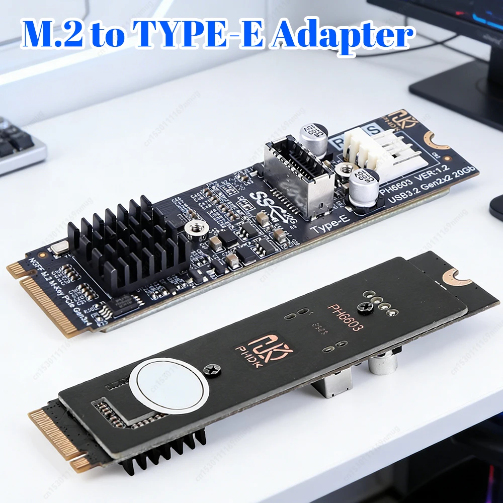 

M2 PCIE NVME To TYPE E Expansion Card Riser 20Gbps High Speed M2 M Key PCIe To USB3.2 Front Panel Expansion Card for Desktop PC