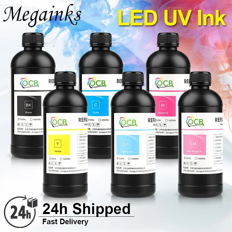 500ML LED UV Ink for Epson Roland for Mimaki Mutoh Epson DX4 DX5 DX6 DX7 Printhead Desktop & Large Format Flatbed Inkjet Printer