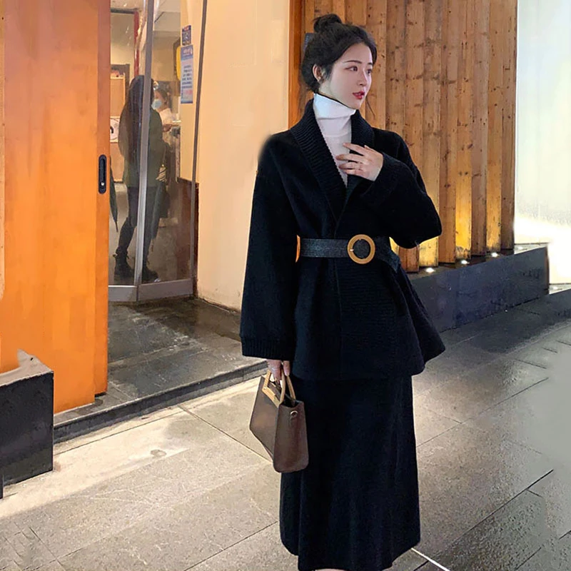 High-end Fashionable Tweed-style Socialite Korean Drama Professional Elegant Mature Street-style Wool Two-piece Set for Women