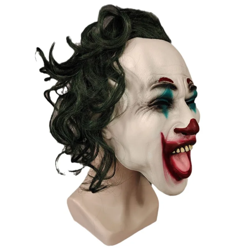 قناع المهرج اللاتكس كامل الرأس سخيف المهرج زي مضحك مسرح حفلة تأثيري الدعامة لأحداث الهالوين NPC لعب الأدوار