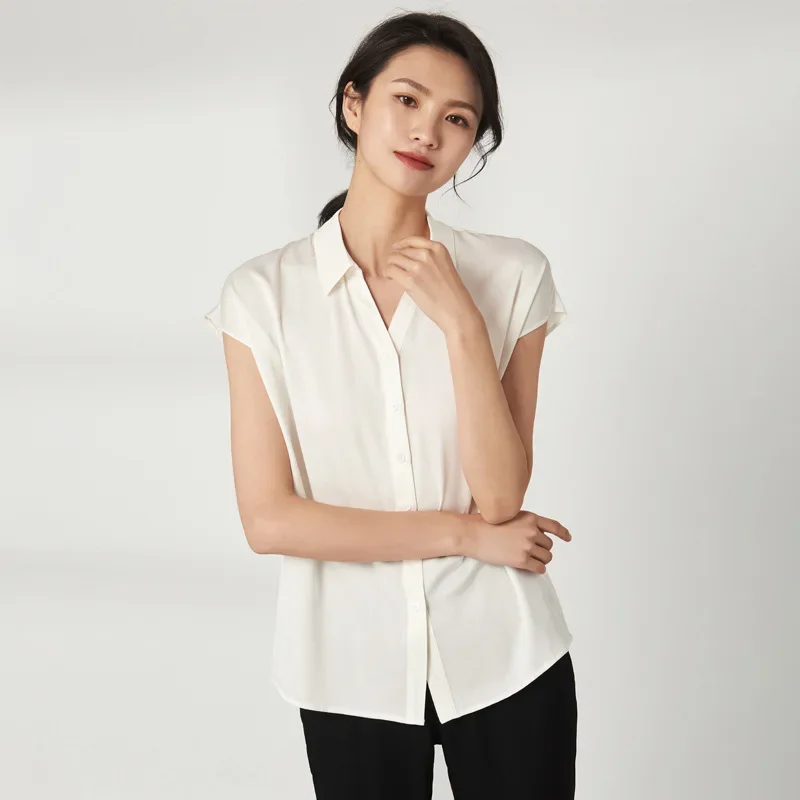 23 MM Heavy Silk Short-sleeved Shirt Women\'s 2025 Summer New Mulberry Silk T-shirt Double Joe Satin Sleeveless Top Women