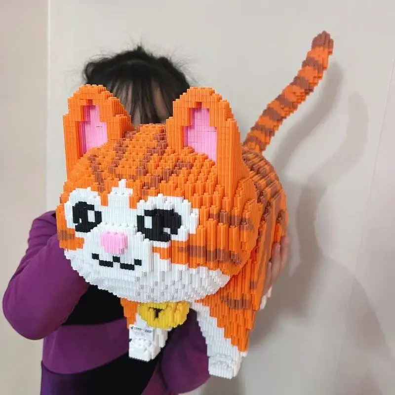 

Large 3D Orange Blossom Cat Cute Pet Micro Diamond Building Block DIY Puzzle Kids Toys Children Birthday Gifts Desktop Ornament