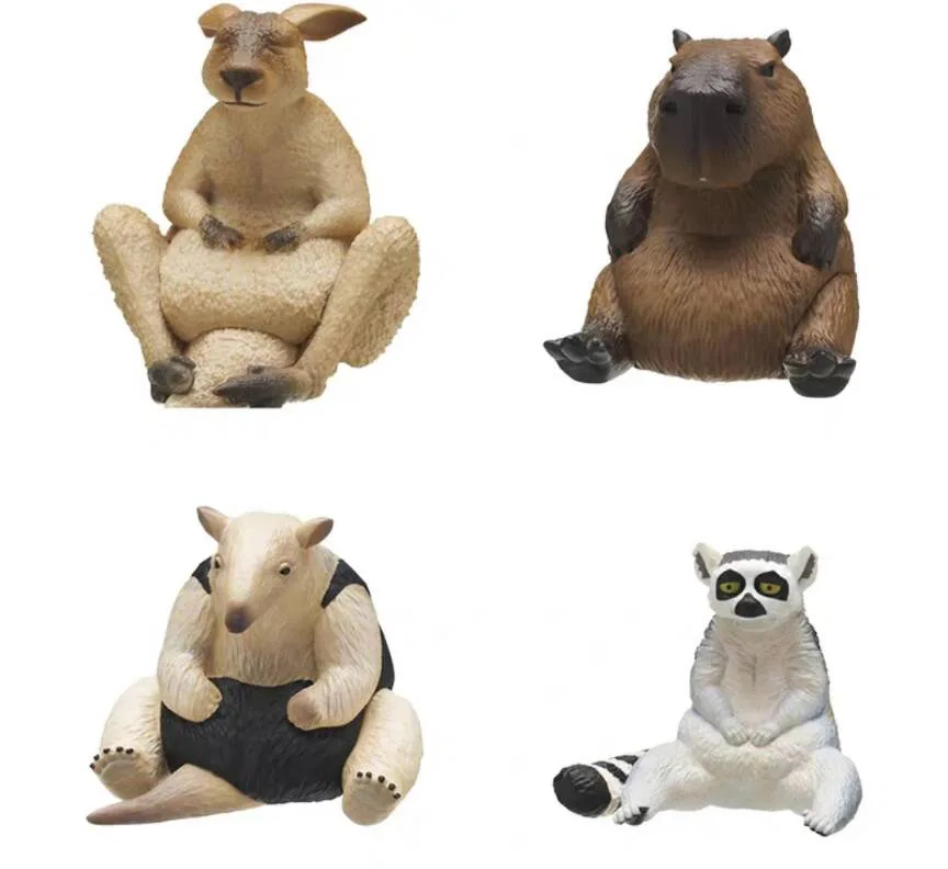 

3-5cm 4PCS/lot kawaii lowest price Japanese original anime figure Q anteater/kangaroo/action figure collectible model toys