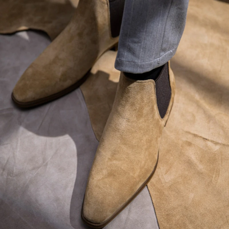 الرجال تشيلسي الأحذية الجلدية الصلبة الجلود الرجعية عارية الأحذية رجال الأعمال الأحذية