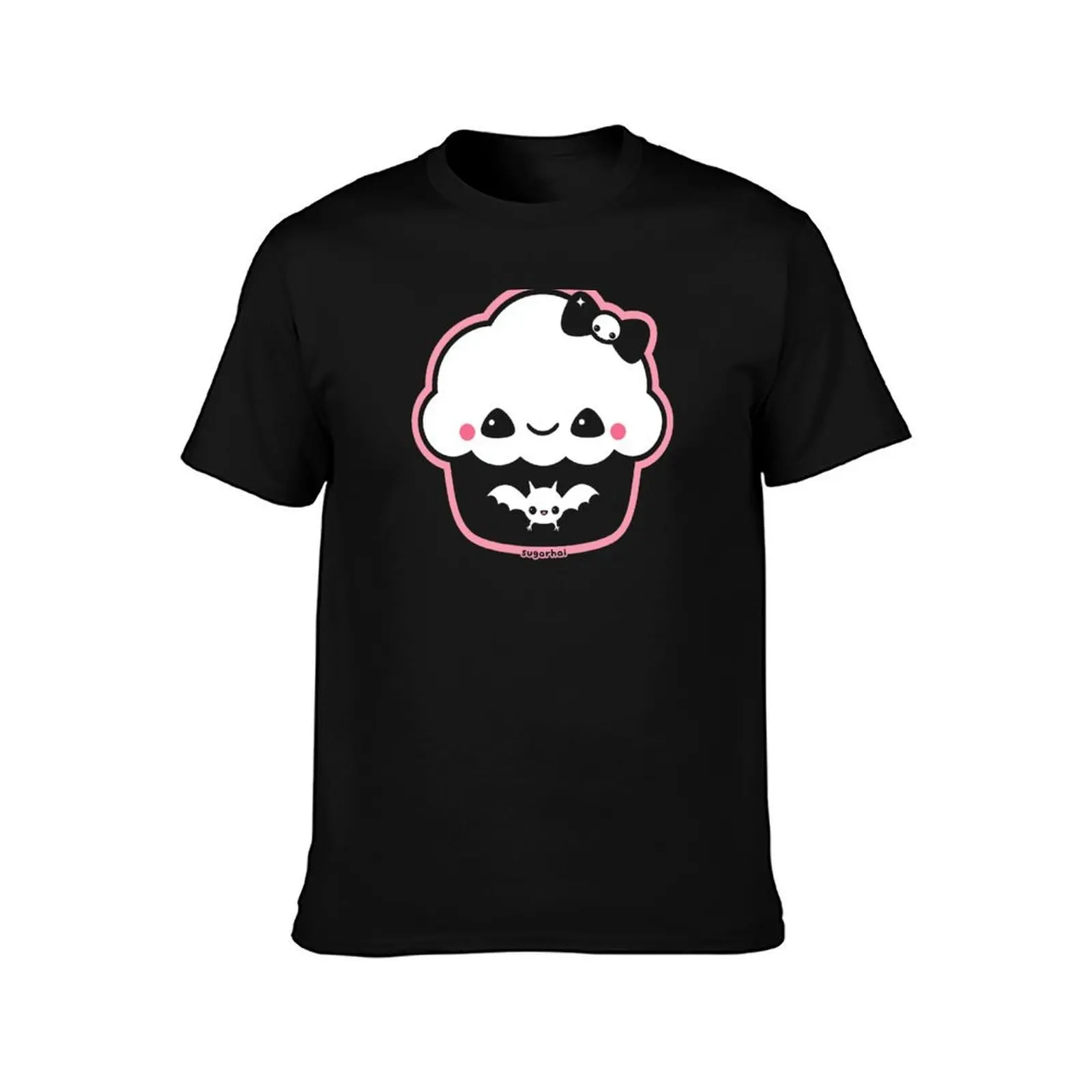 Spooky Cute Cupcake T-Shirt, Summer Casual Cotton Tee, Oversized Streetwear Tops, Vintage Graphic Print, Loose Fit Short Sleeve