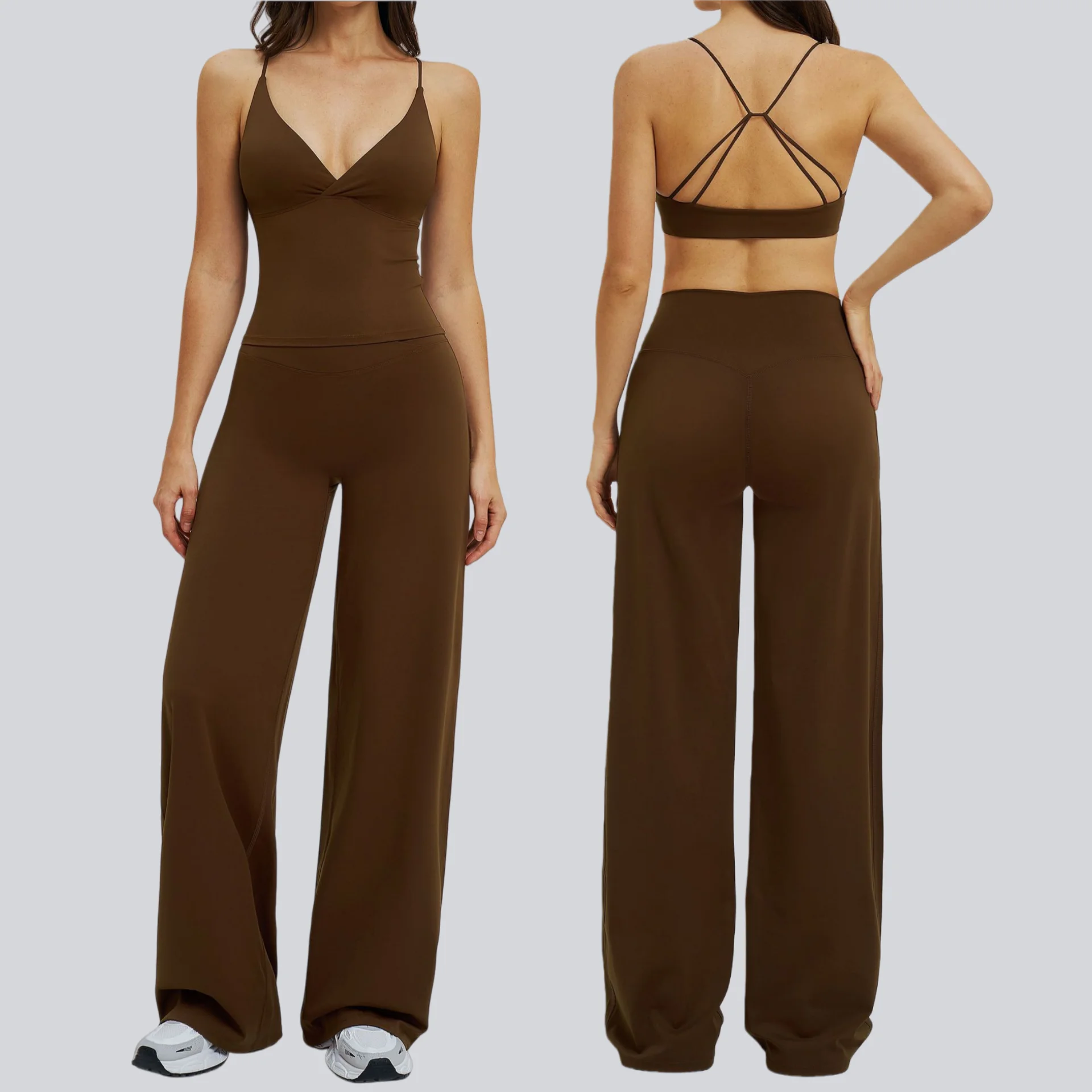 

Sports Set for Women Yoga Suit Wide Leg Losse Pants Beauty Back Gym Tops Fitness Vest Casual Suit Outdoor Cycling Running Suit