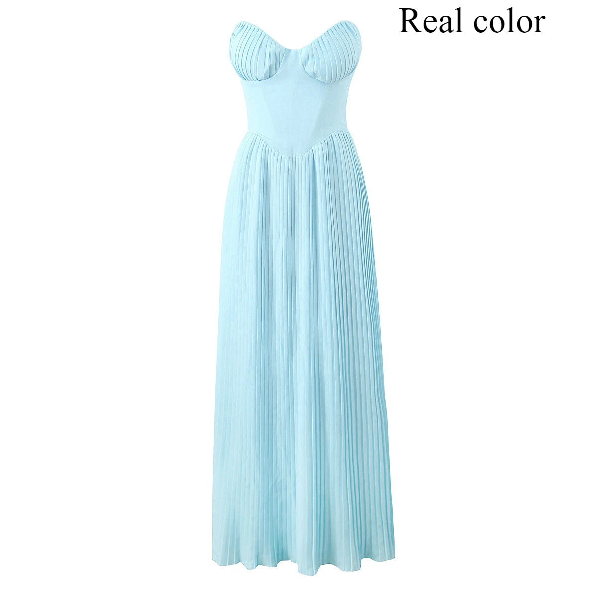 Suninheart Summer Sexy Strapless Dresses Women 2024 New Arrivals Elegant Pleated Dress Maxi Bustier Corset Party Dresses Club