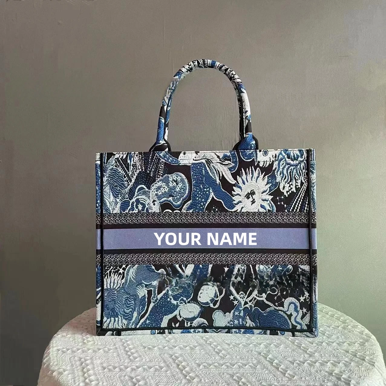 Custom With Name Fashion Printing Large Capacity Canvas Book Tote Bag Spring Summer Personalized Women's Commuter Shoulder Bag