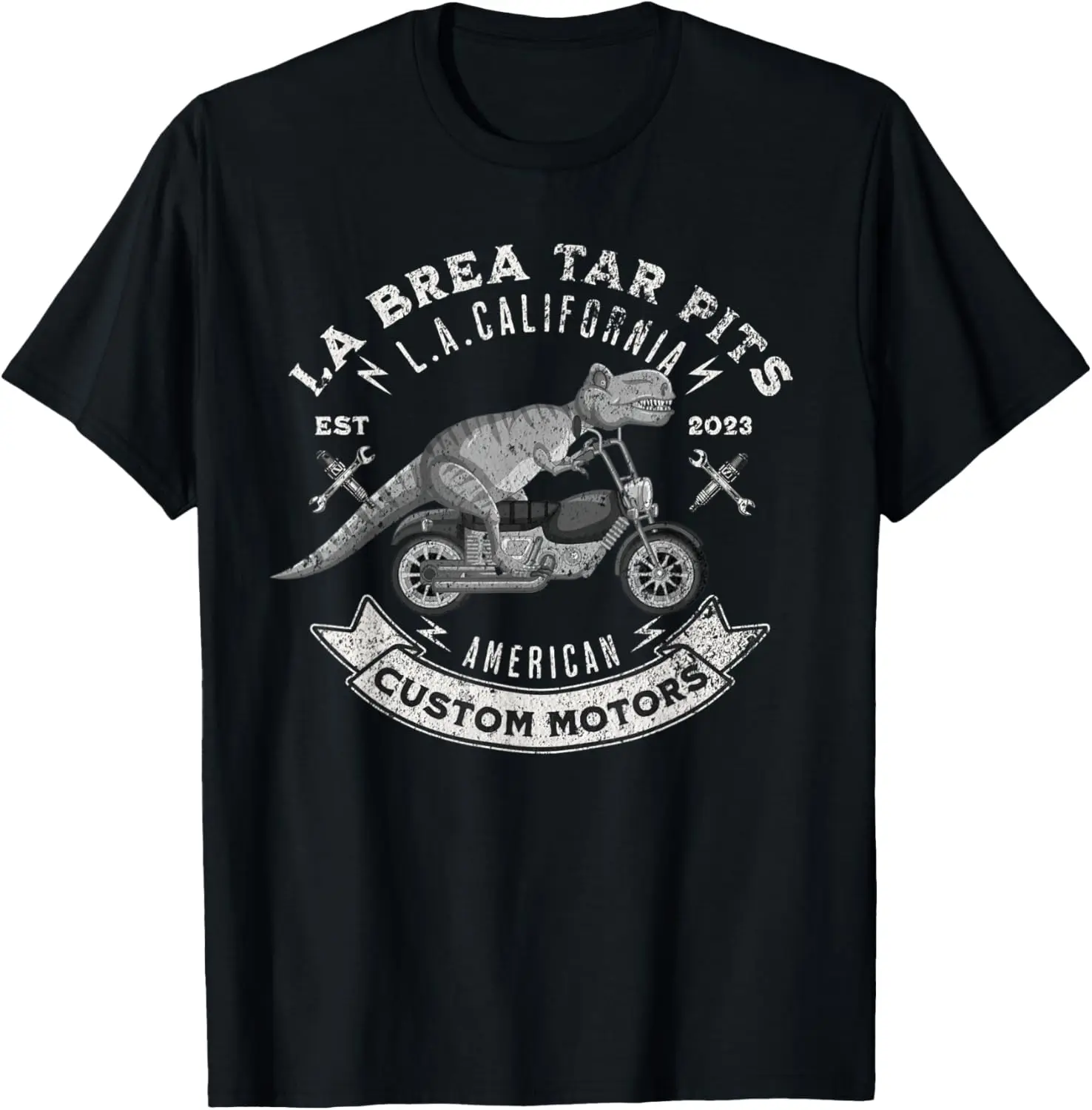 

Motorcycle Biker La Brea Tar Pits L.A. California T-Rex T-Shirt Motorcycle