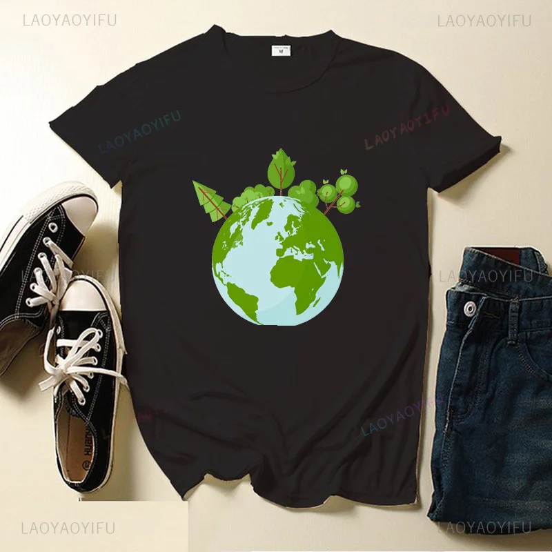 Nature conservation environment protection Climate Print pattern Fashion Harajuku casual men's and women's universal T-shirt