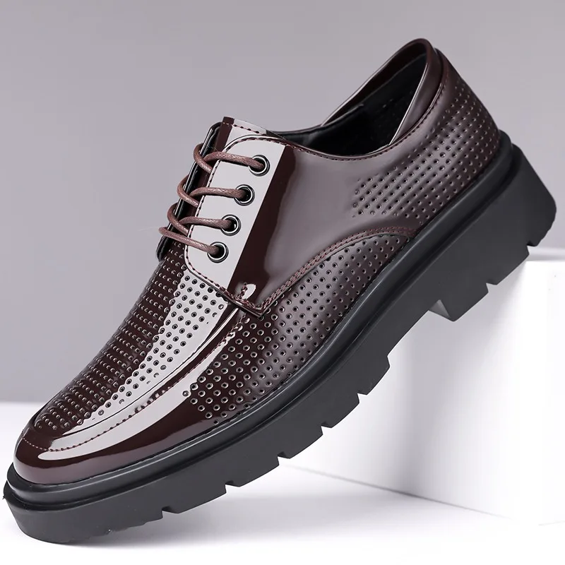 

Big Size Men's Shoes Fashion Hollow Out Leather Shoes Luxury Business Casual Shoe Breathable Sandals Oxfords Dress Shoes for Men