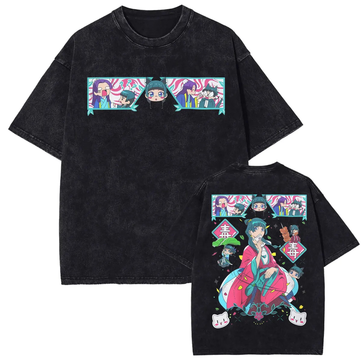 Vintage Washed The Apothecary Diaries Apothecary Anime Style Girl Manga T-shirts Men Women's Fashion Kawaii High Quality T Shirt