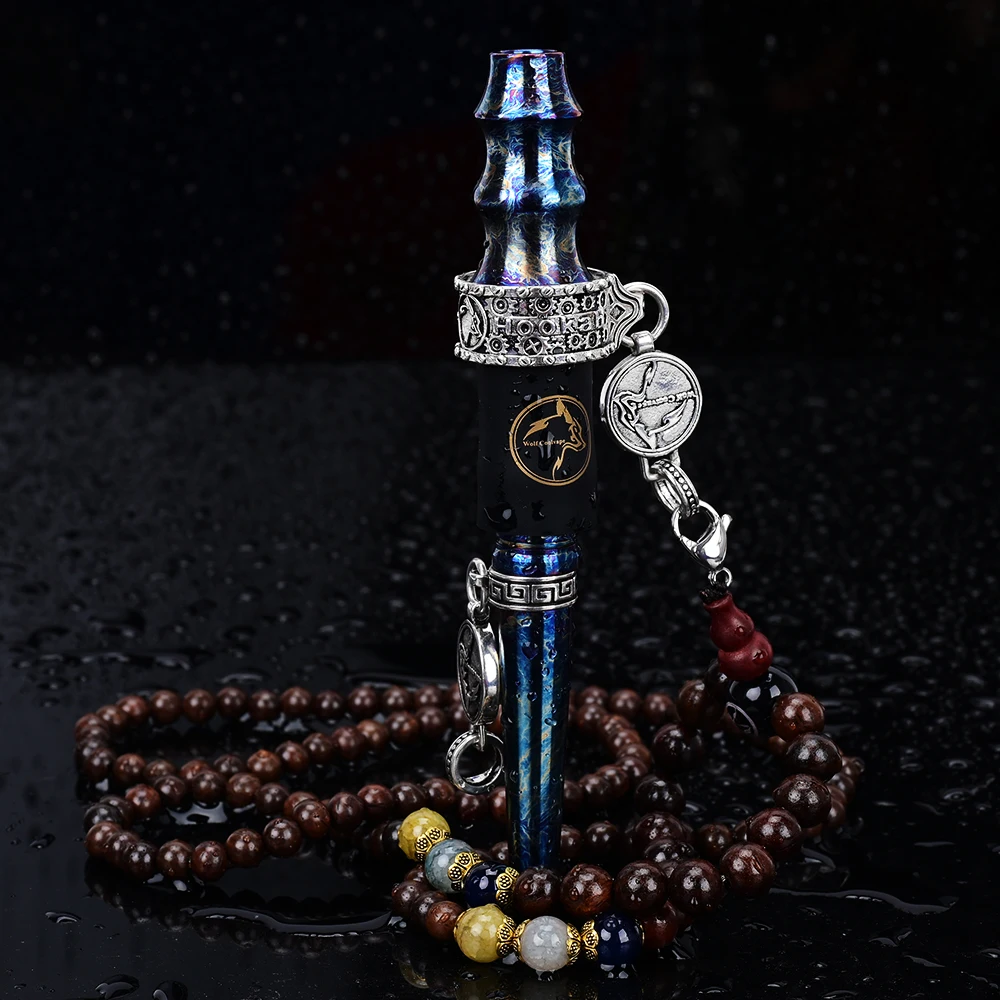 

Wolfcoolvape Arabic hookah mouthpiece stone wood bead chain titanium alloy mouthpiece hookah ShiSha original mouthpiece
